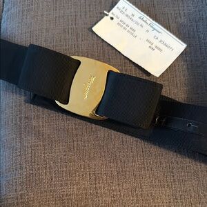 Salvatore Ferragamo Black and Gold Belt
